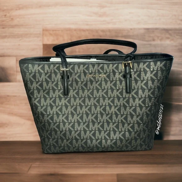Michael Kors RARE Top Zip Tote + Wristlet + Wallet in Black/Gold NWT